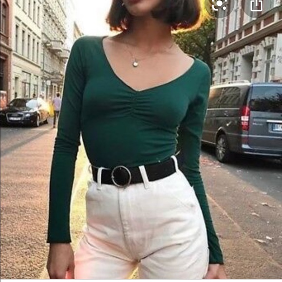 Brandy Melville Tops - Brandy Melville Dark Green Charlize Top